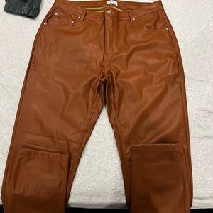 Caramel faux leather pants
